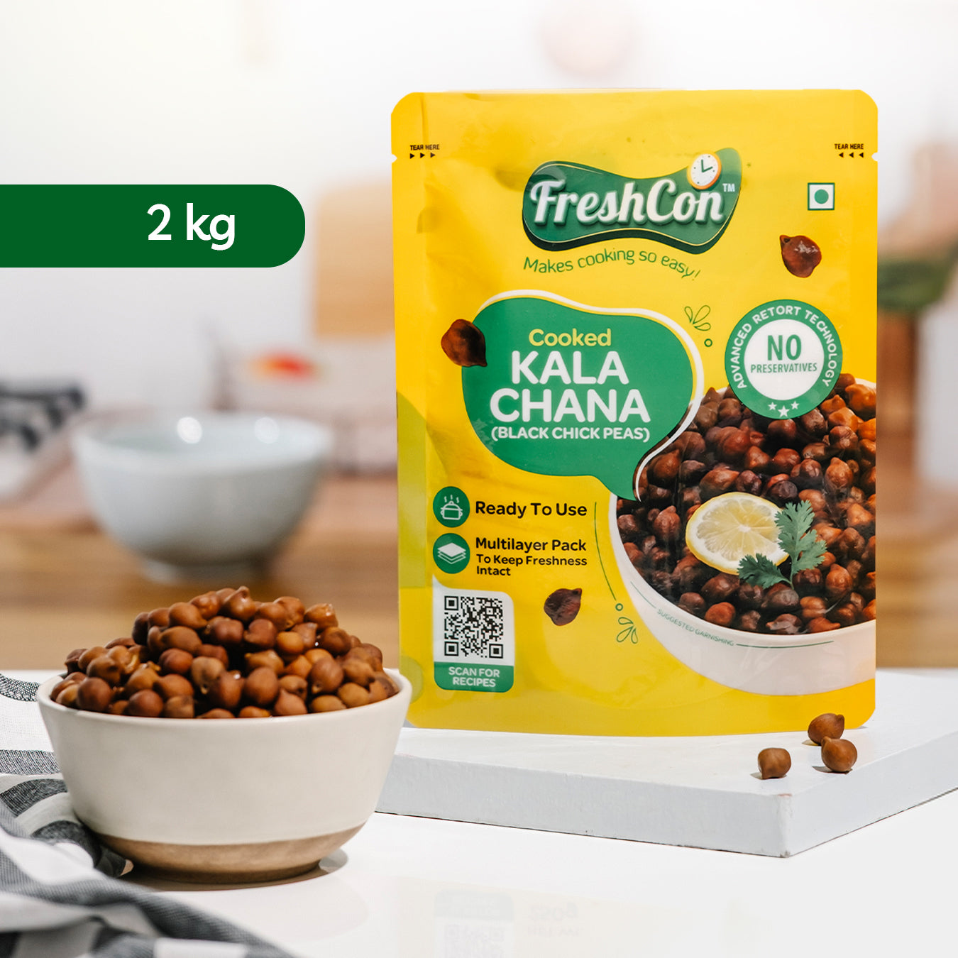 Perfectly Cooked Kala Chana (Black Chick Peas) | Soaked & Boiled, Ready To Eat