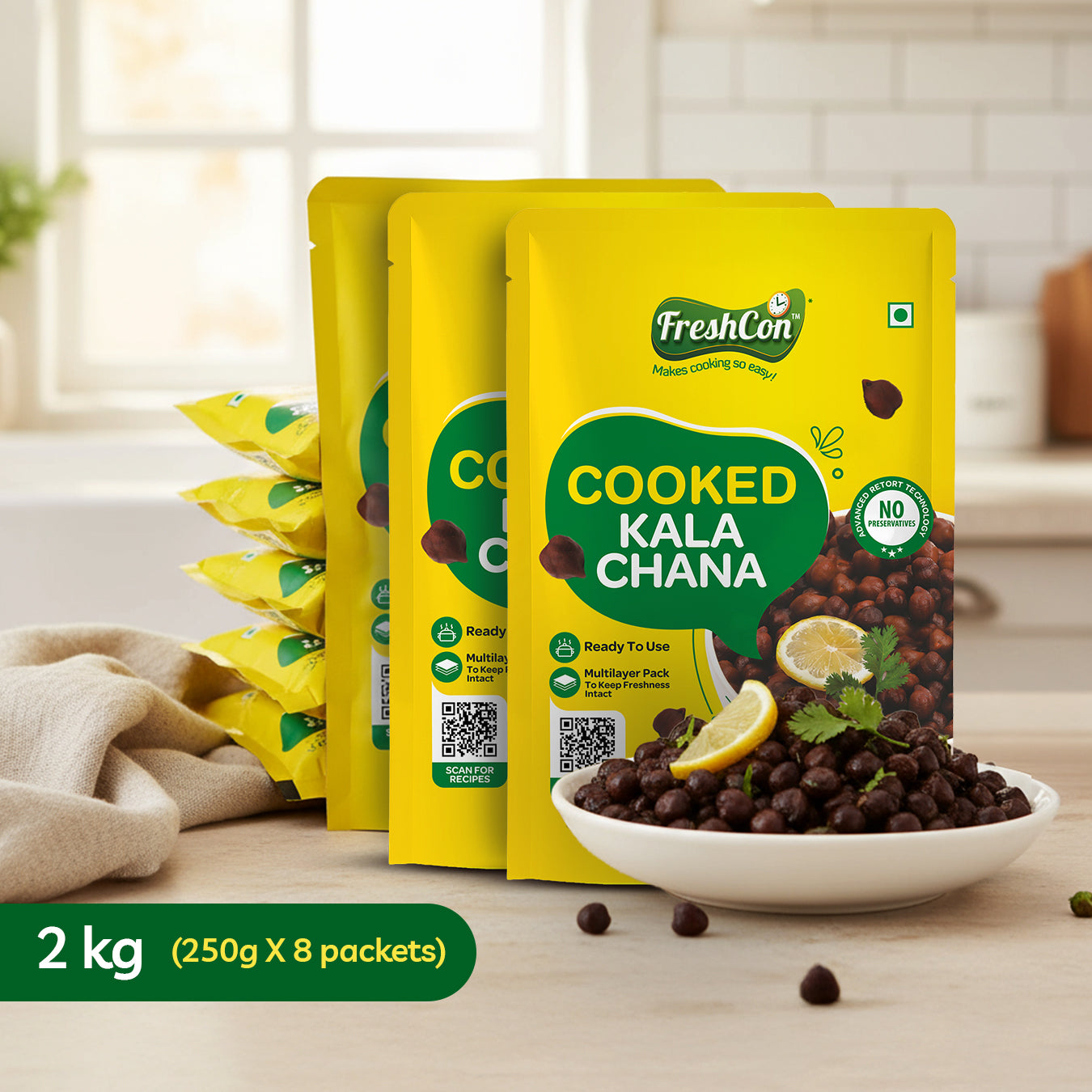 Ready-to-use Cooked Kala Chana (Black Chick Peas) | No Preservatives