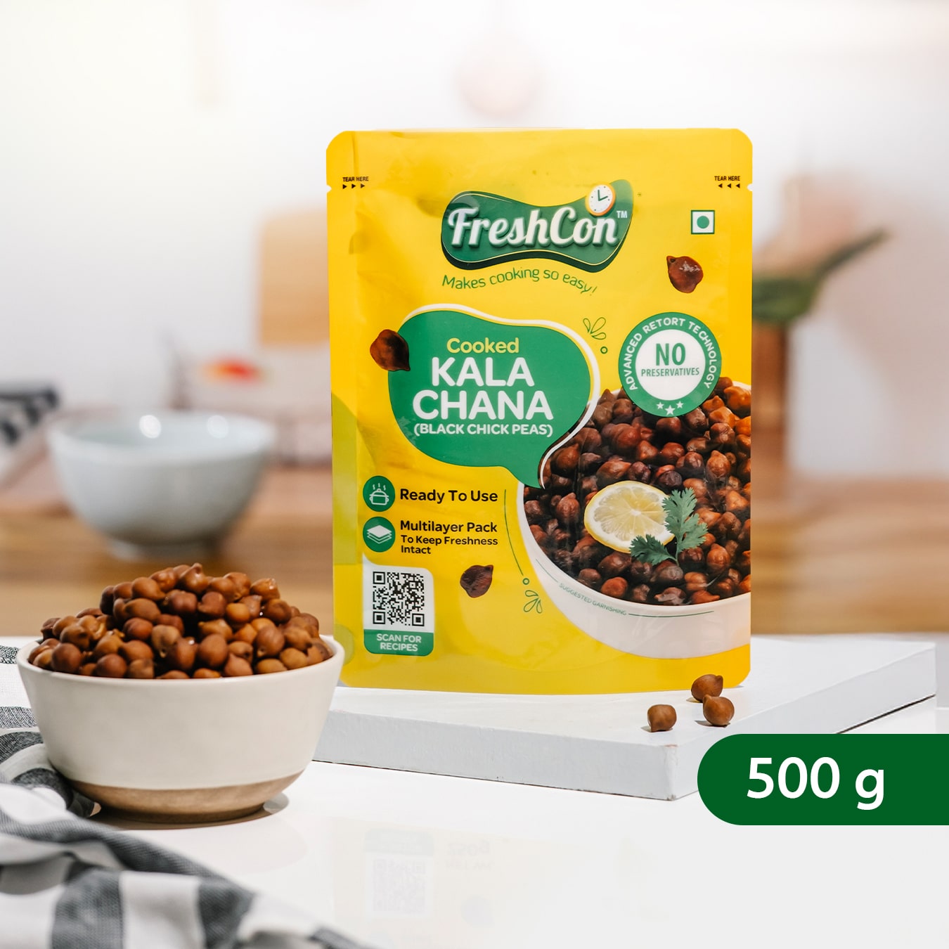 Cooked Kala Chana - 500g (250g x 2 Packs)