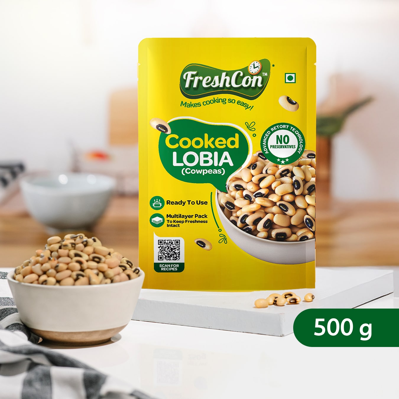 Cooked Lobia - 500g (250g x 2 Packs)
