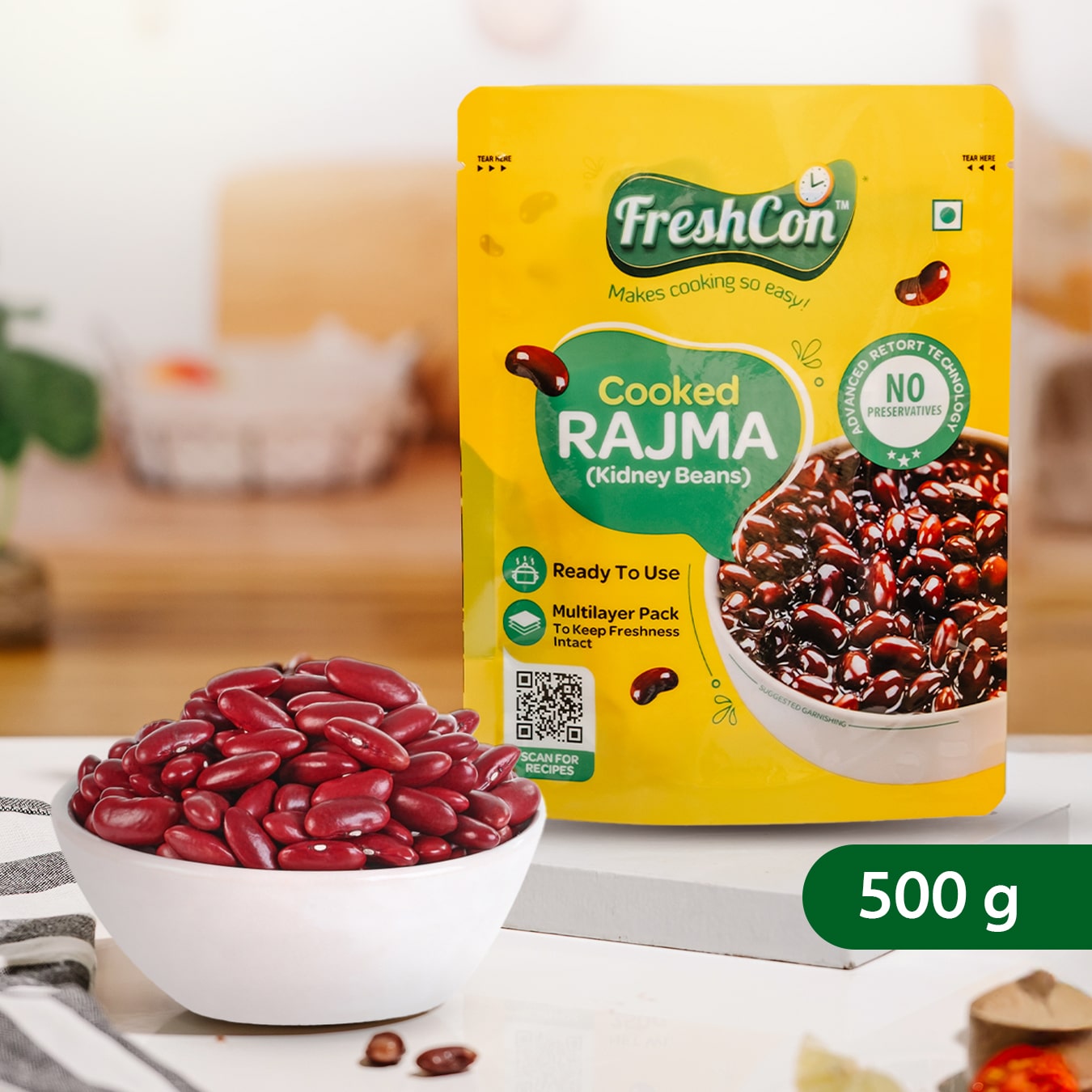 Cooked Rajma - 500g (250g x 2 Packs)