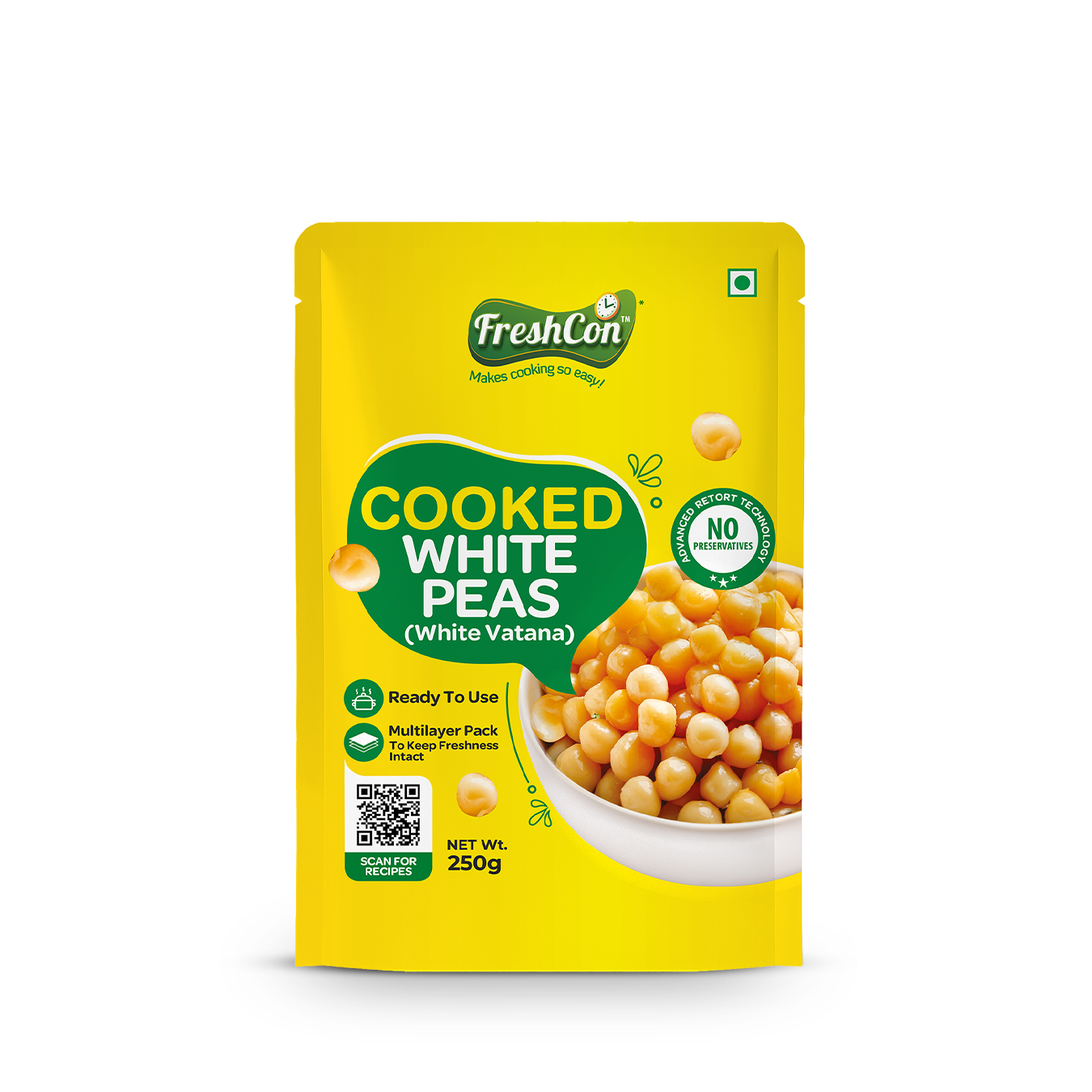 Perfectly Cooked White Peas (White Vatana) | Soaked & Boiled, Ready To Eat