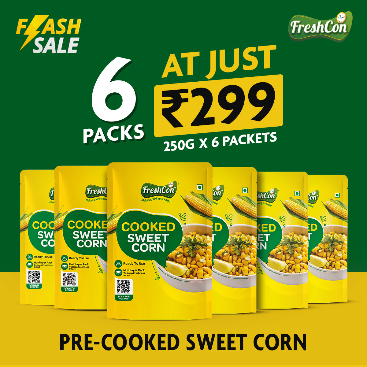 Ready-To-Eat Perfectly Cooked American Sweet Corn