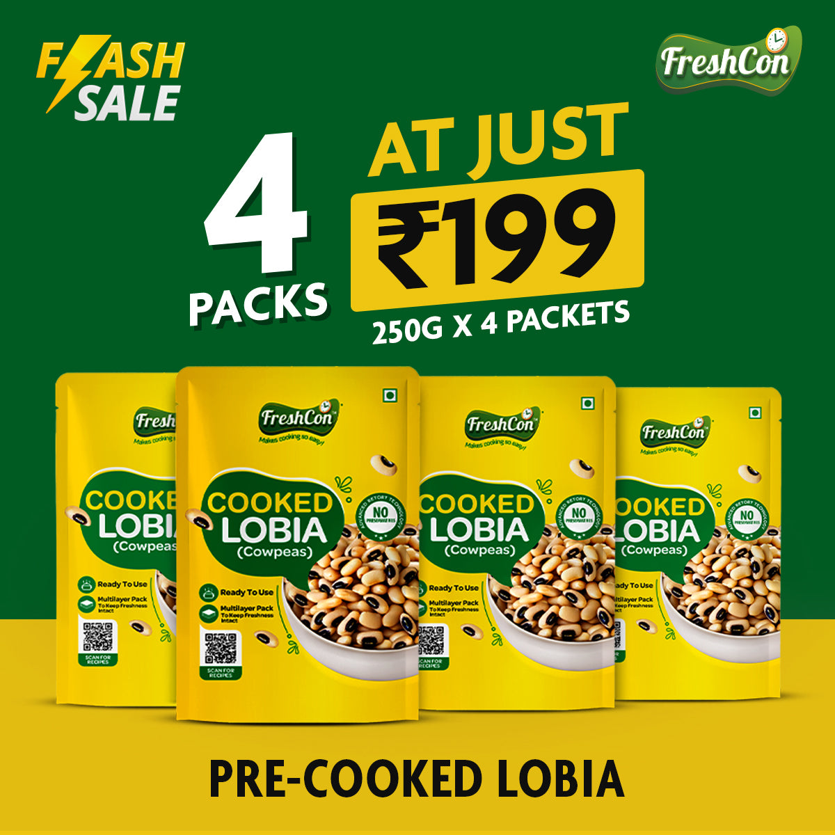 Pre-Cooked Lobia (Cowpeas) | Soaked & Boiled, Preservative Free | Ready To Use