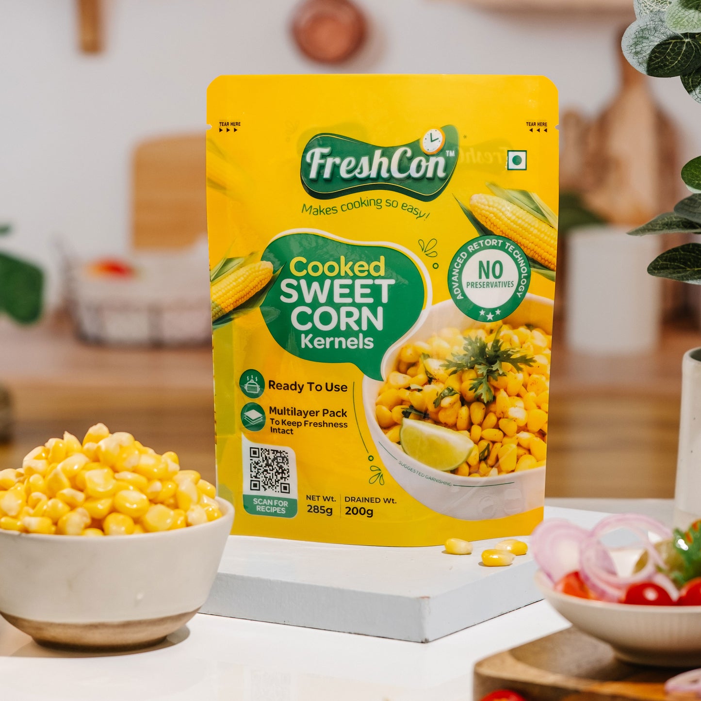 Sweet Corn & White Peas Combo | Pre-Cooked Ingredients | Ready-To-Use