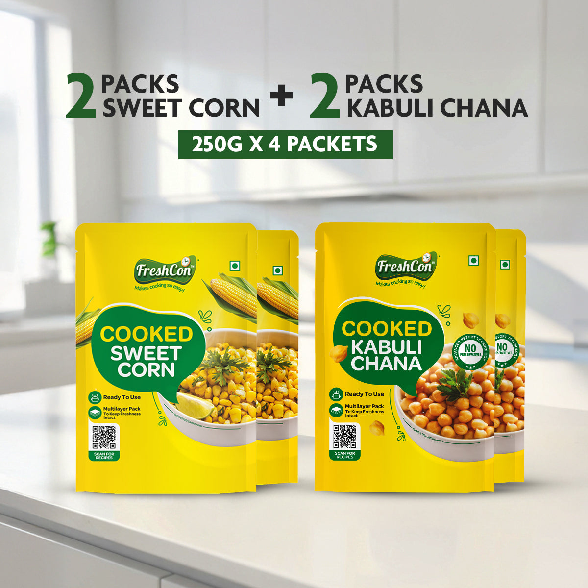 Sweet Corn & Kabuli Chana Combo | Pre-Cooked Ingredients | Soaked & Boiled | Ready To Use