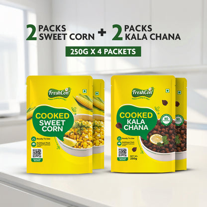 Sweet Corn & Kala Chana Combo | Pre-Cooked Ingredients | Ready-To-Use