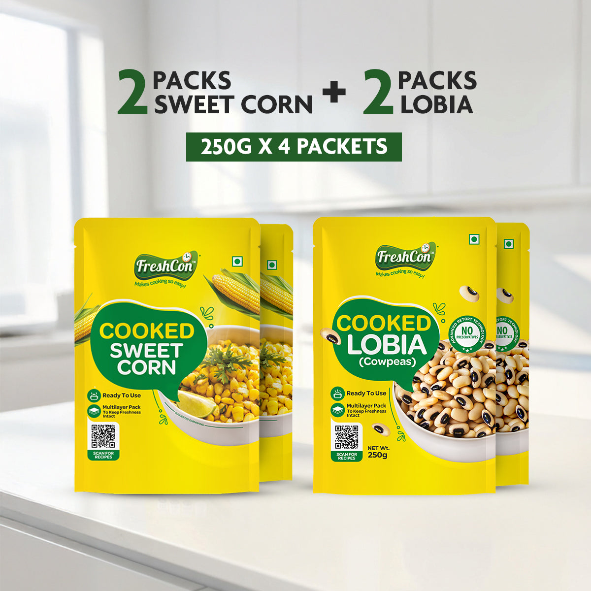 Sweet Corn & Lobia Combo | Pre-Cooked Ingredients | Soaked & Boiled | Ready To Use