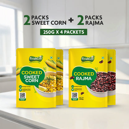 Sweet Corn & Rajma Combo | Pre-Cooked Ingredients | Ready-To-Use