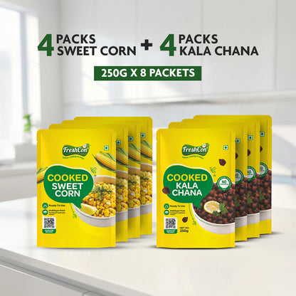 Sweet Corn & Kala Chana Combo | Pre-Cooked Ingredients | Ready-To-Use