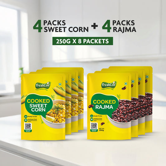 Sweet Corn & Rajma Combo | Pre-Cooked Ingredients | Soaked & Boiled | Ready To Use