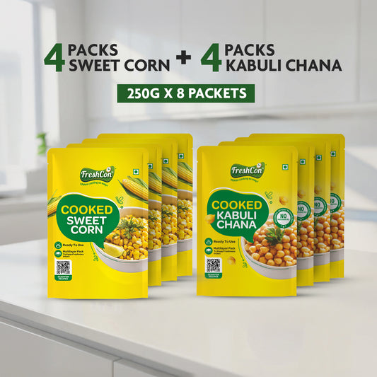 Sweet Corn & Kabuli Chana Combo | Pre-Cooked Ingredients | Soaked & Boiled | Ready To Use