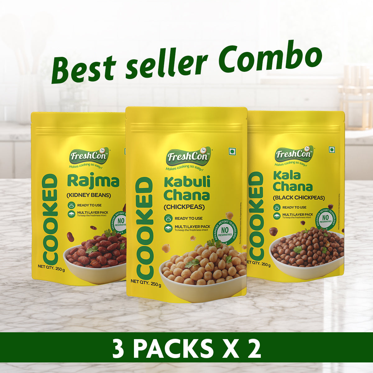 Best Seller Combo - Cooked Kabuli Chana, Cooked Rajma, Cooked Kala Chana