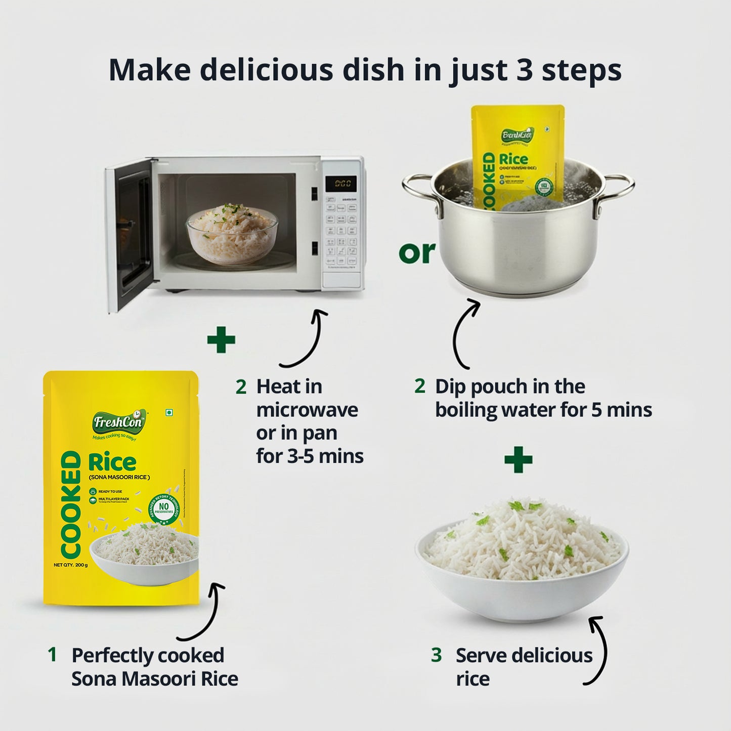 Ready-to-eat Cooked Sona Masoori Rice | No Preservatives