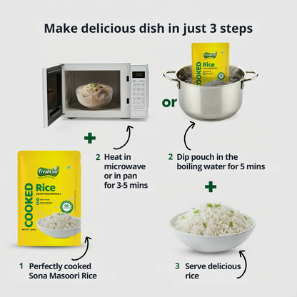 Ready-to-eat Cooked Sona Masoori Rice | No Preservatives