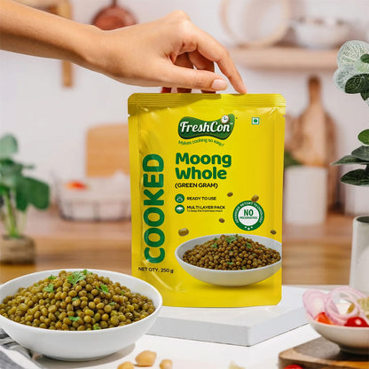 Ready-to-use Cooked Whole Moong (Green Gram) | No Preservatives