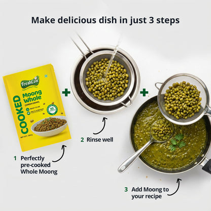 Ready-to-use Cooked Whole Moong (Green Gram) | No Preservatives