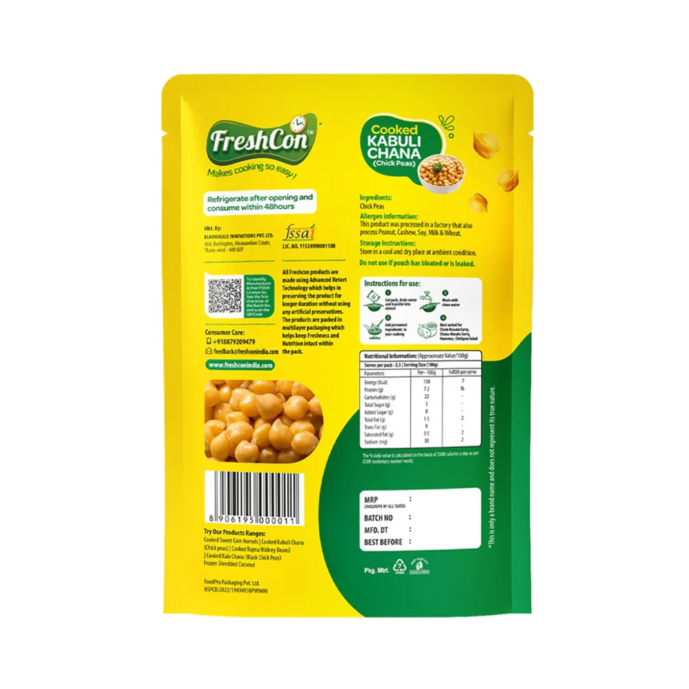 Perfectly Cooked Kabuli Chana (Chick Peas) | Soaked & Boiled, Ready To Eat
