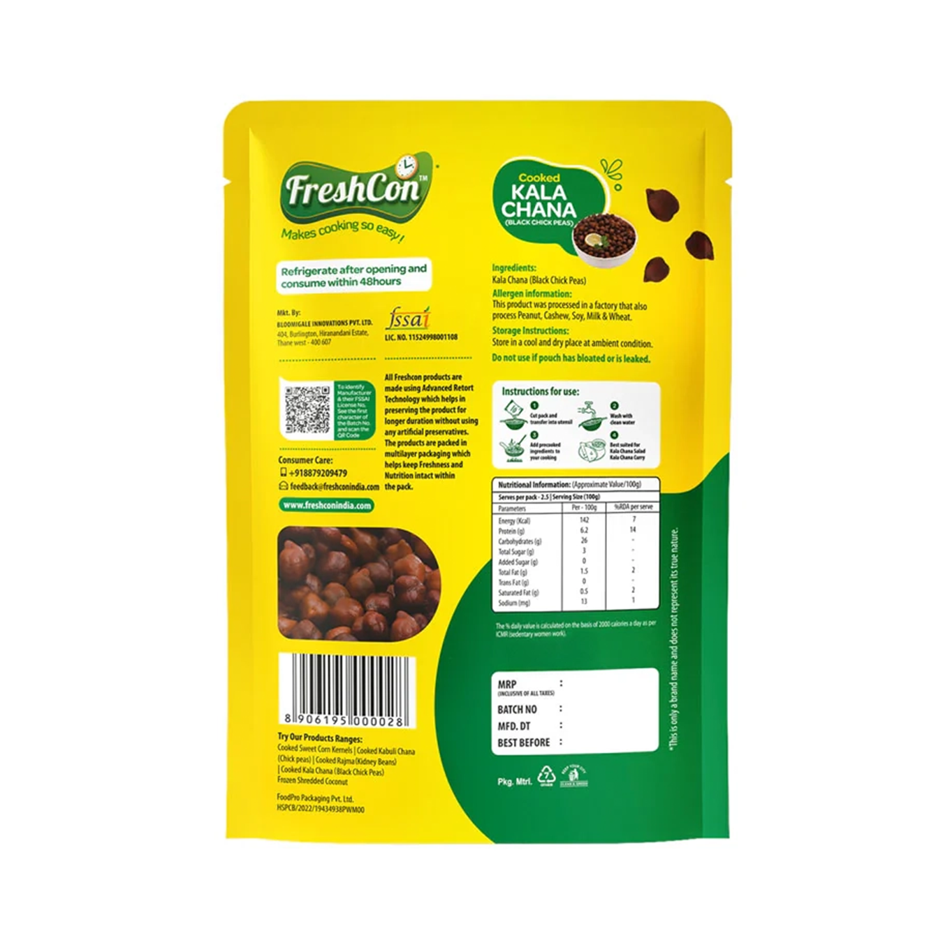 Perfectly Cooked Kala Chana (Black Chick Peas) | Soaked & Boiled, Ready To Eat
