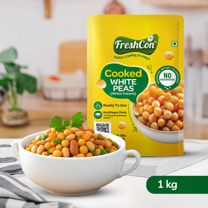 Perfectly Cooked White Peas (White Vatana) | Soaked & Boiled, Ready To Eat