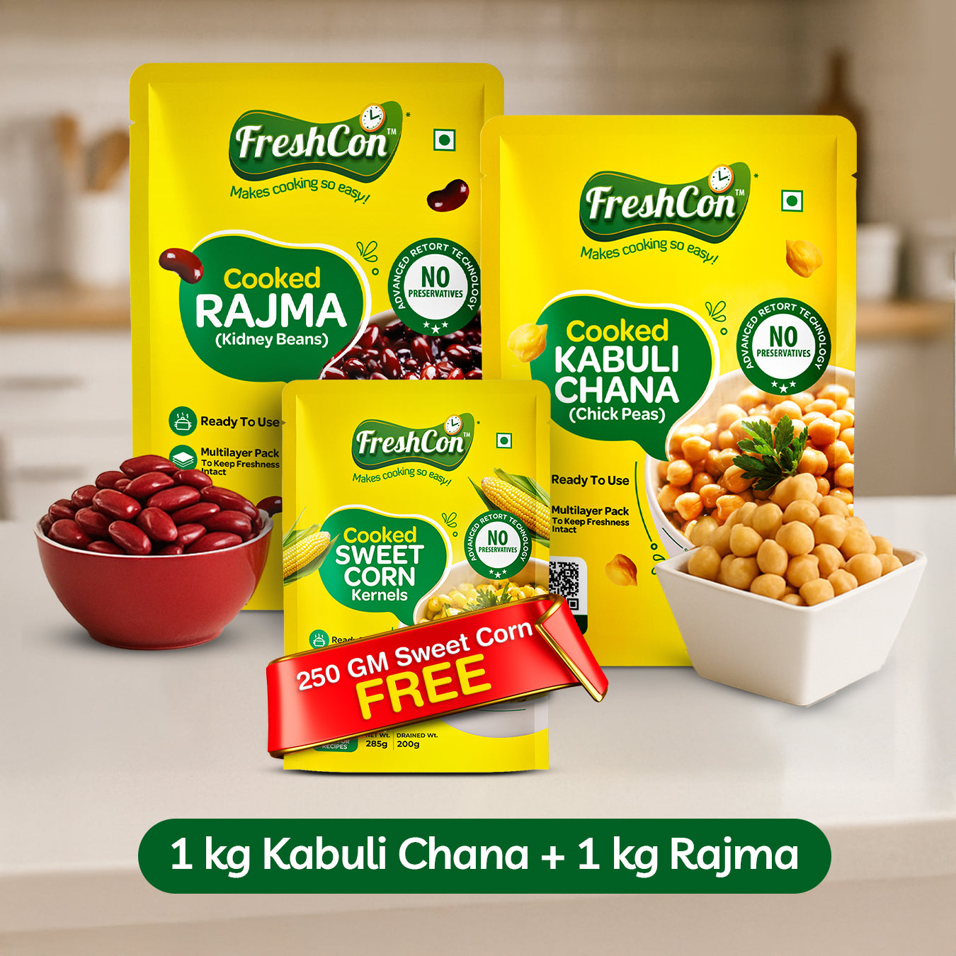 Cooked Kabuli Chana + Cooked Rajma