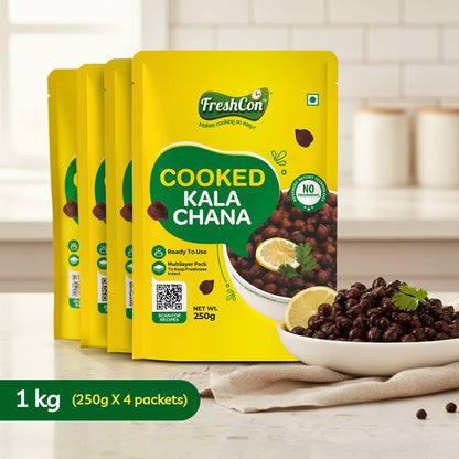 Pre-Cooked Kala Chana (Black Chick Peas) | Soaked & Boiled, Ready To Use