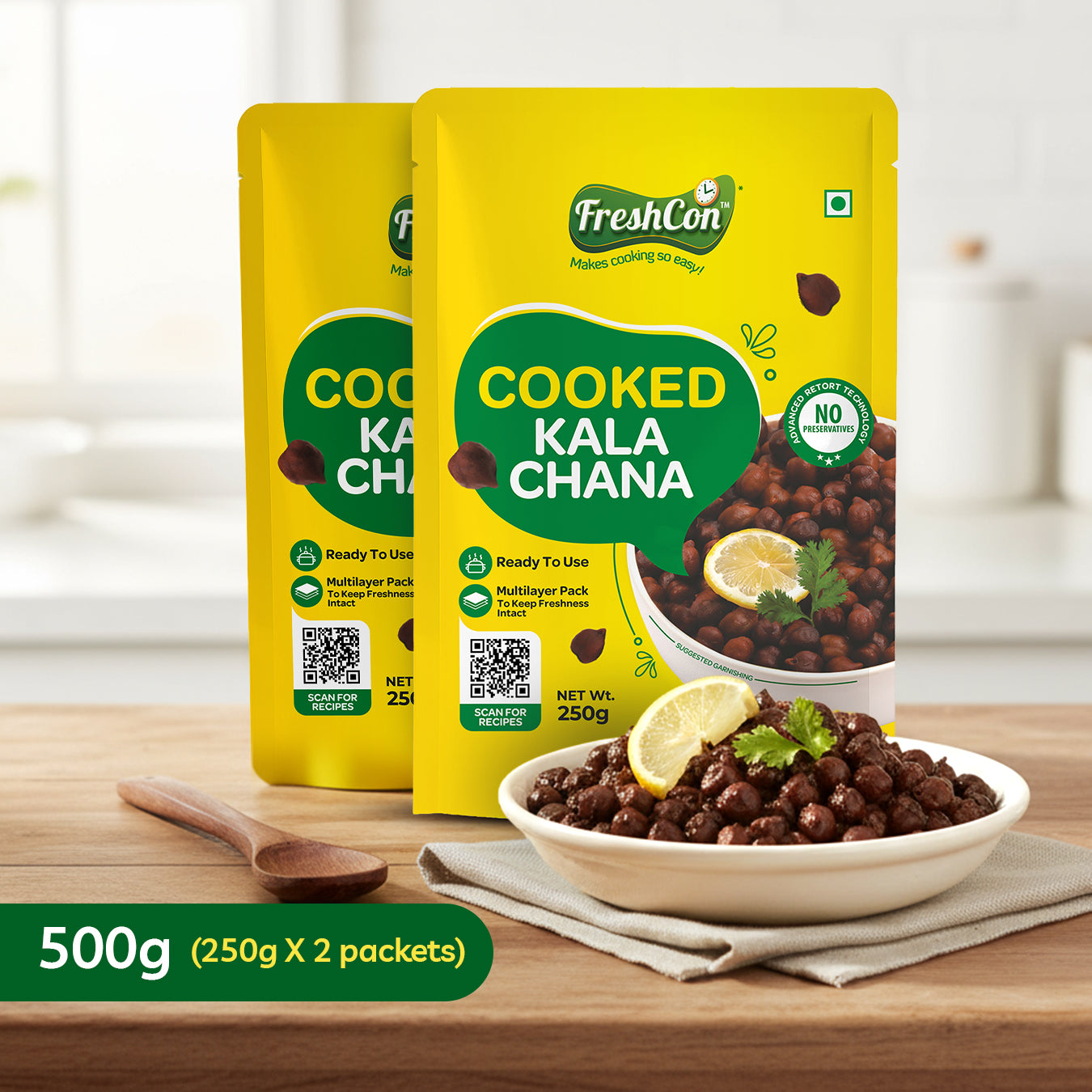 Pre-Cooked Kala Chana (Black Chick Peas) | Soaked & Boiled, Ready To Use