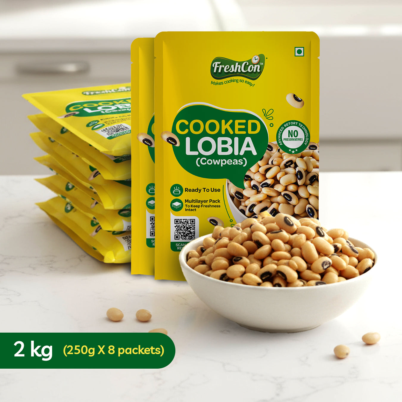 Pre-Cooked Lobia (Cowpeas) | Soaked & Boiled, Ready To Use