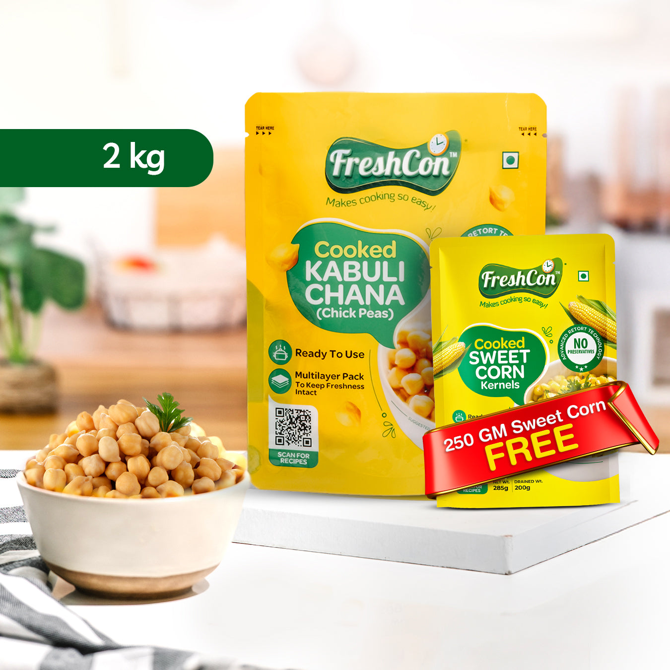 Perfectly Cooked Kabuli Chana (Chick Peas) | Soaked & Boiled, Ready To Eat