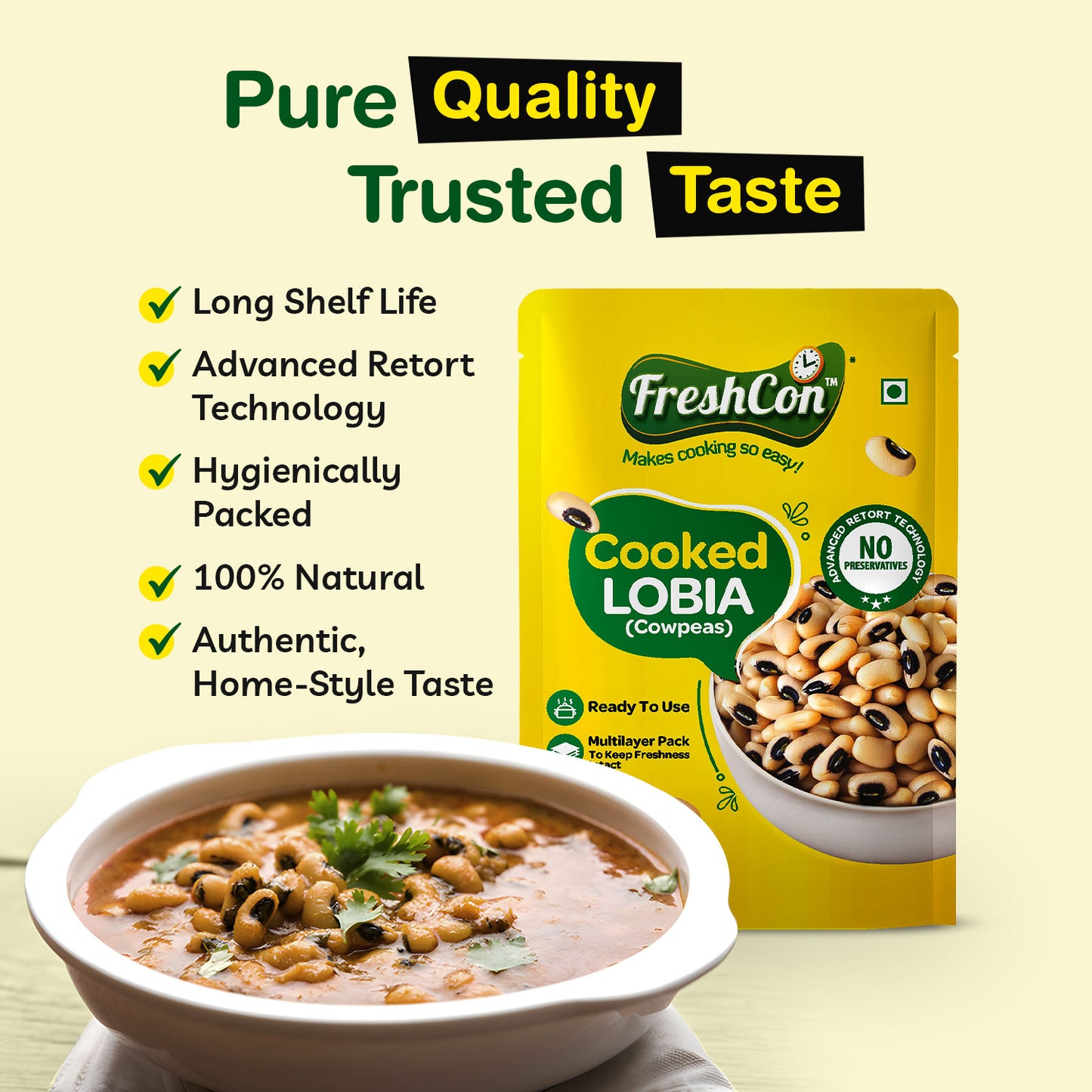 Perfectly Cooked Lobia (Cowpeas) | Soaked & Boiled, Ready To Eat