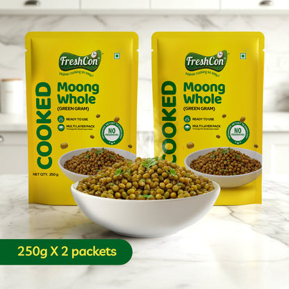 Ready-to-use Cooked Whole Moong (Green Gram) | No Preservatives