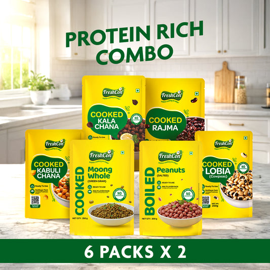Protein-Rich Combo  | 12 High-Protein Pre-Cooked Staples | Soaked & Boiled | Ready To Use