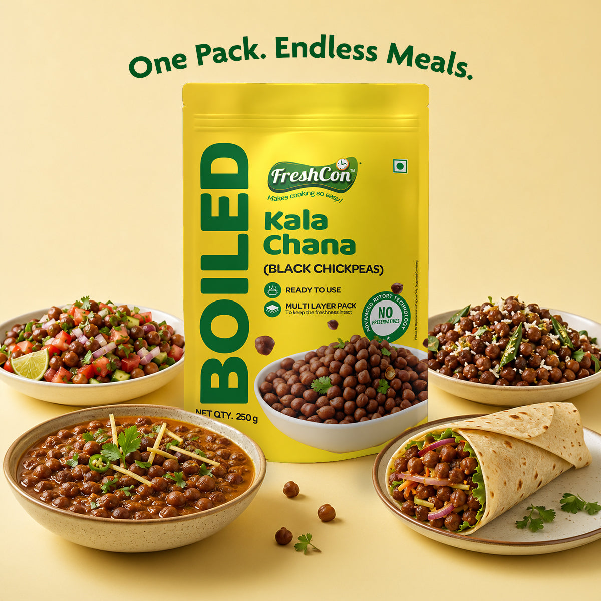 Ready-to-Cook Boiled Kala Chana (Black Chick Peas) | No Preservatives