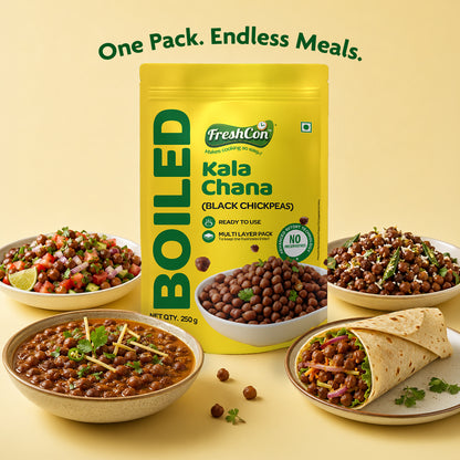 Ready-to-Cook Boiled Kala Chana (Black Chick Peas) | No Preservatives