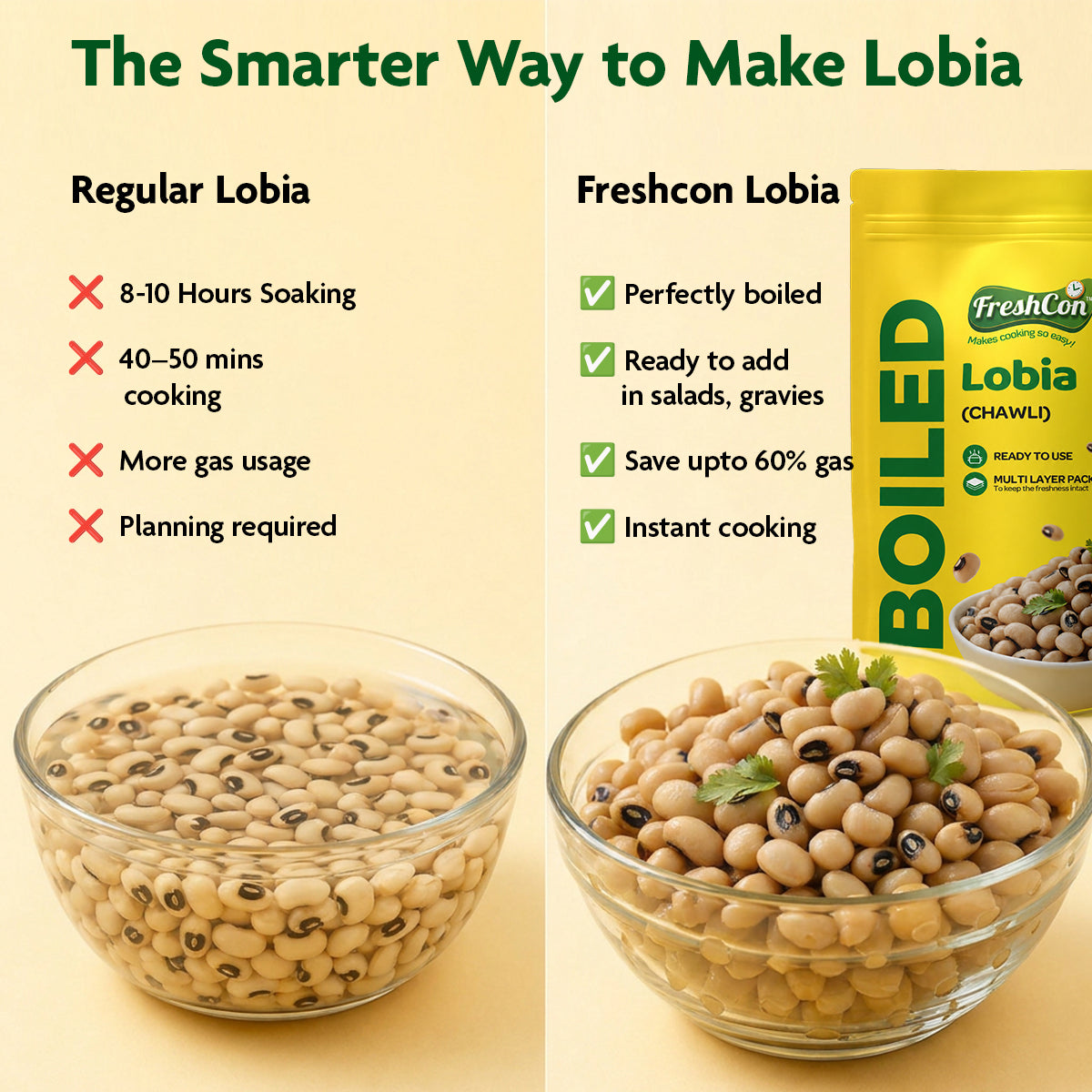 Ready-to-use Boiled Lobia (Cowpeas) | No Preservatives