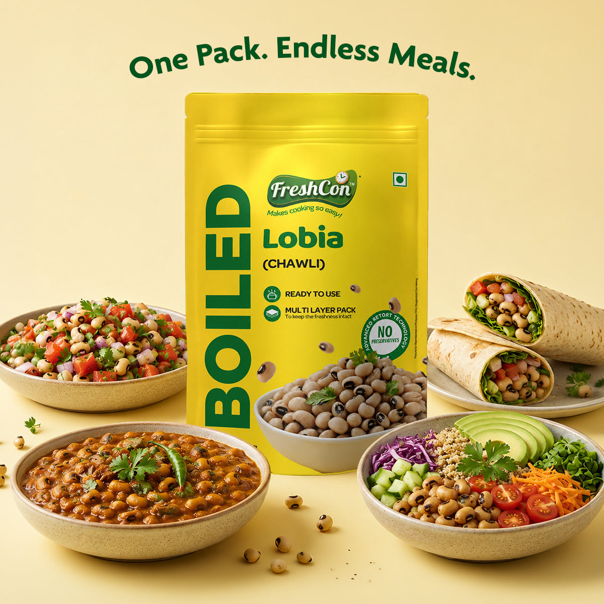 Ready-to-use Boiled Lobia (Cowpeas) | No Preservatives