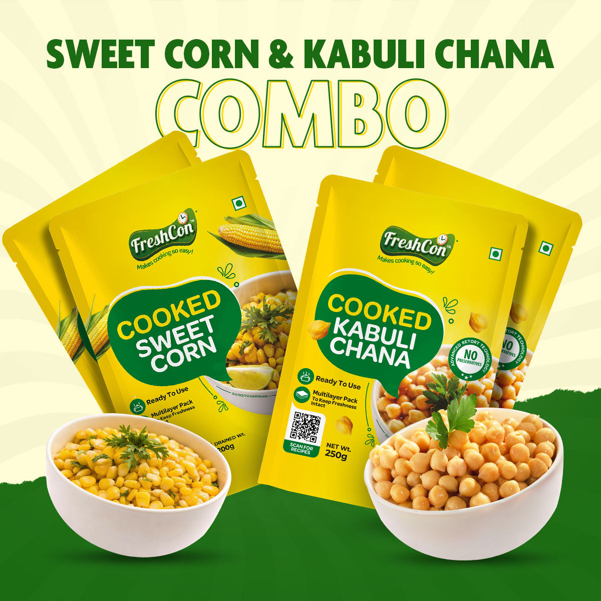 Sweet Corn & Kabuli Chana Combo | Pre-Cooked Ingredients | Ready-To-Use