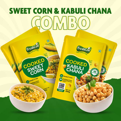 Sweet Corn & Kabuli Chana Combo | Pre-Cooked Ingredients | Ready-To-Use