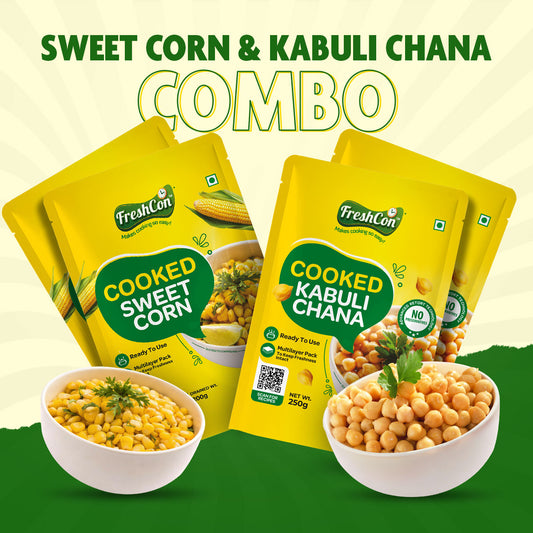 Sweet Corn & Kabuli Chana Combo | Pre-Cooked Ingredients | Ready-To-Use