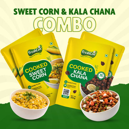Sweet Corn & Kala Chana Combo | Pre-Cooked Ingredients | Ready-To-Use