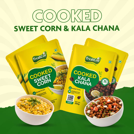 Sweet Corn & Kala Chana Combo | Pre-Cooked Ingredients | Ready-To-Use