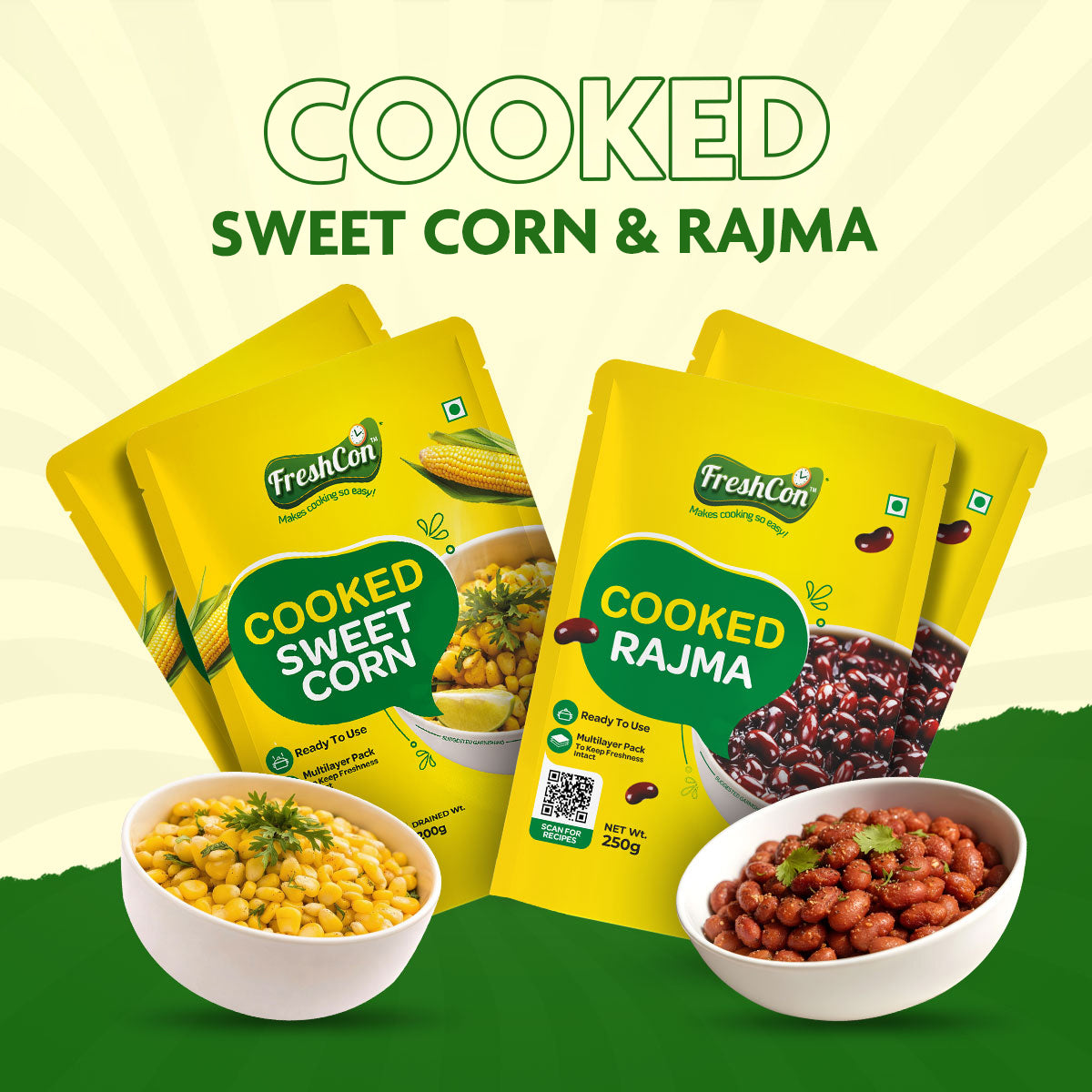 Sweet Corn & Rajma Combo | Pre-Cooked Ingredients | Ready-To-Use