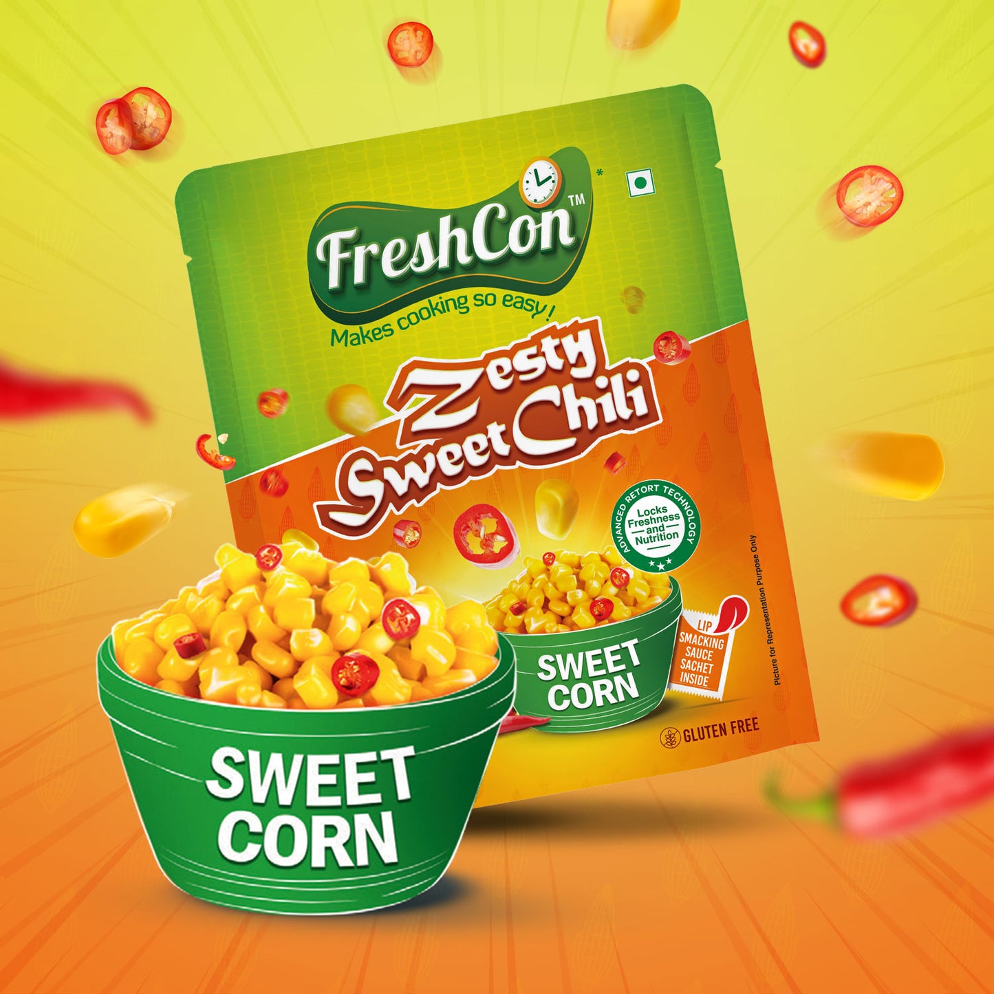 Ready-To-Eat Sweet Corn - Zesty Sweet Chili Flavour | Perfectly Boiled