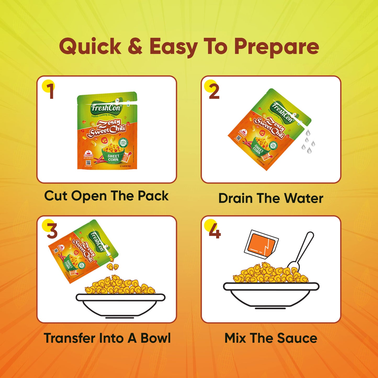 Ready-To-Eat Sweet Corn - Zesty Sweet Chili Flavour | Perfectly Boiled