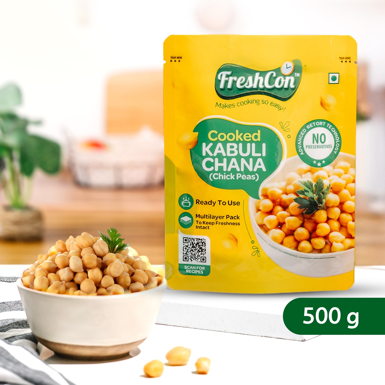 Cooked Kabuli Chana - 500g (250g x 2 Packs)