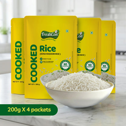Ready-to-eat Cooked Sona Masoori Rice | No Preservatives