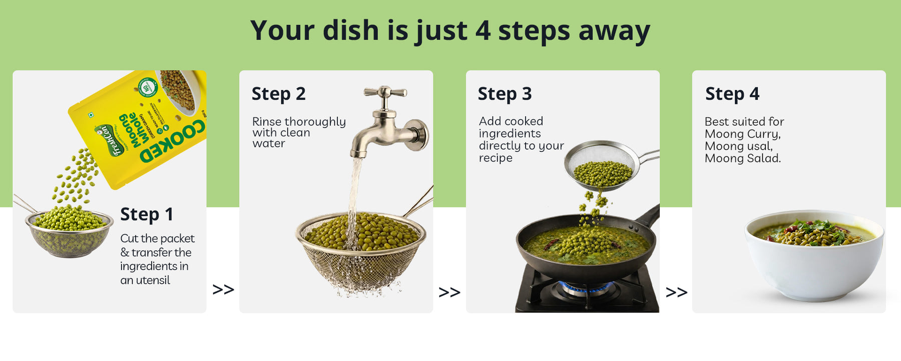 How to use Ready-to-use Cooked Whole Moong (Green Gram) | No Preservatives