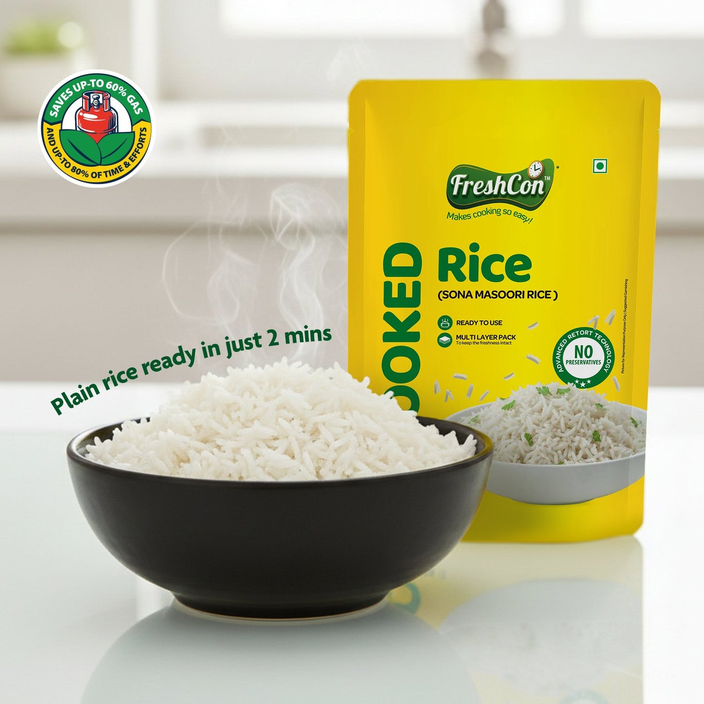 Ready-to-eat Cooked Sona Masoori Rice | No Preservatives