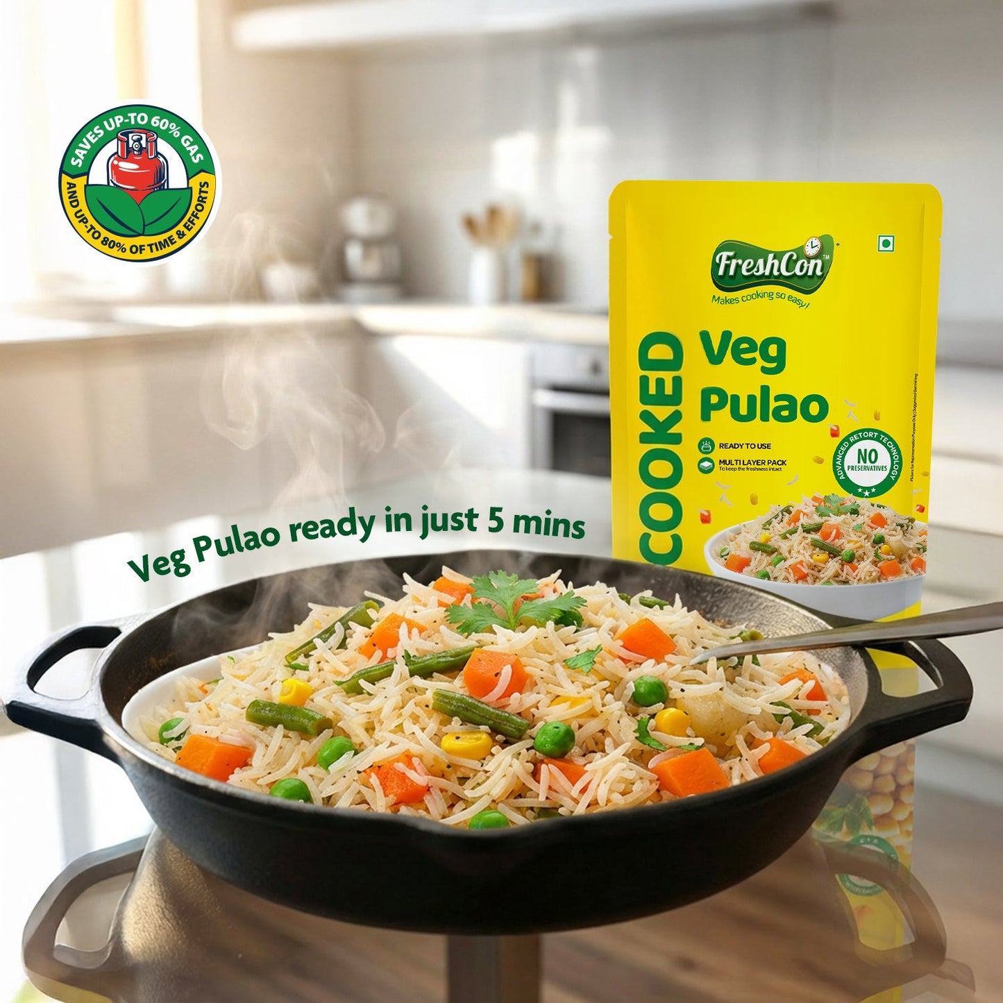 Ready-to-eat Veg Pulao (Basmati Rice) | No Preservatives