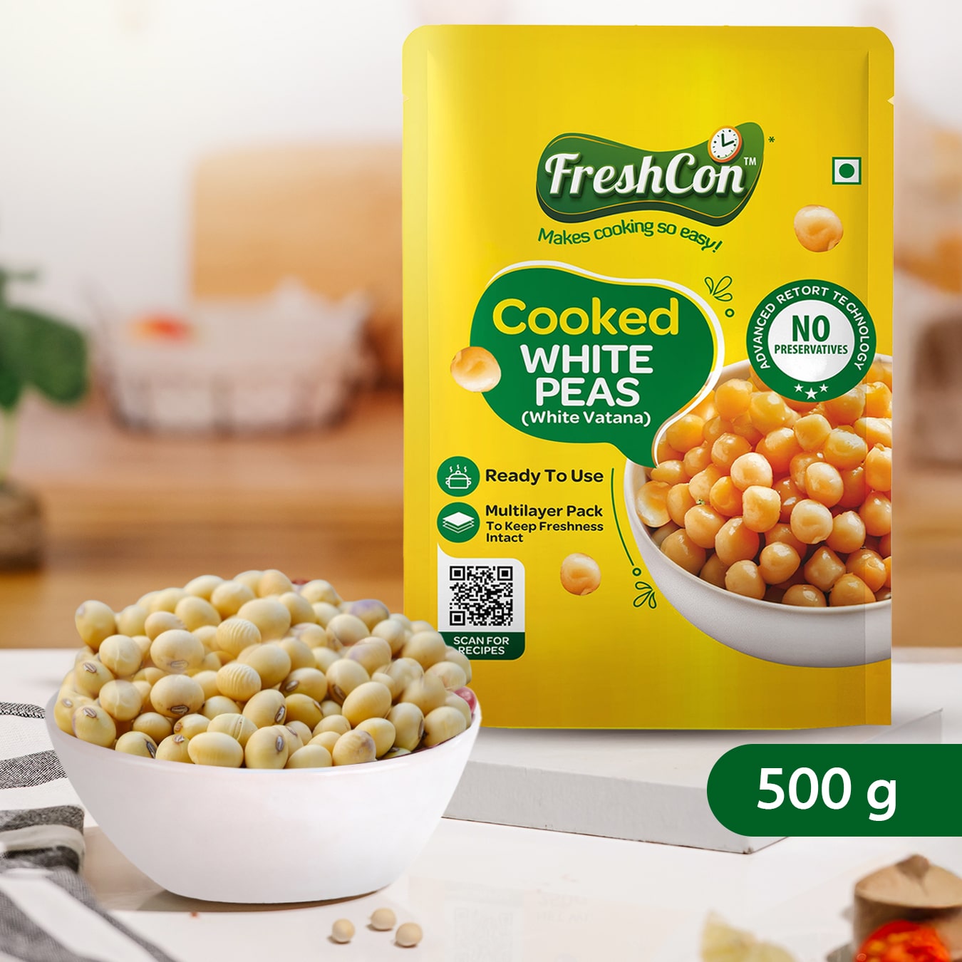 Perfectly Cooked White Peas (White Vatana) | Soaked & Boiled, Ready To Eat